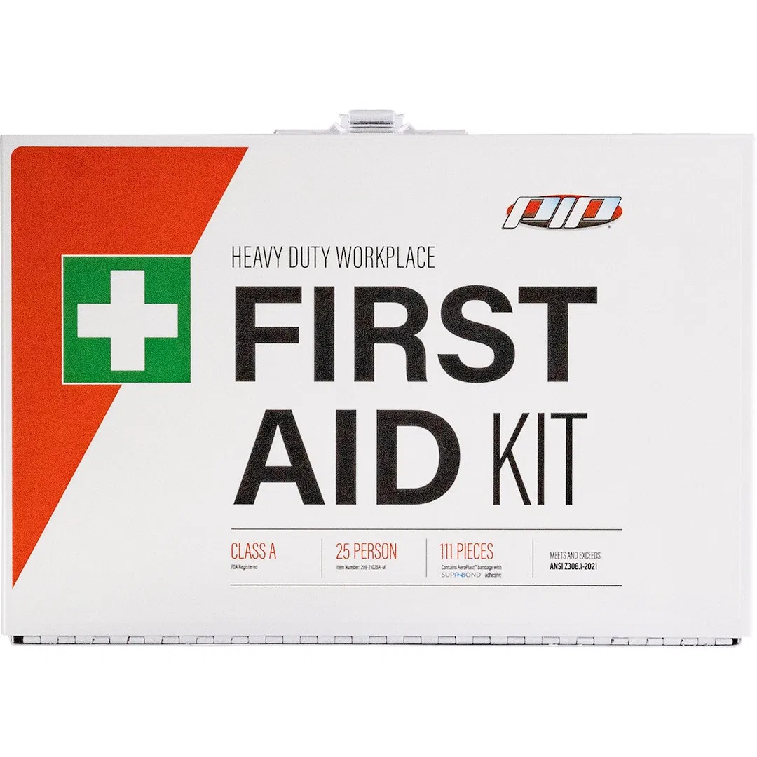 299-21025A-M – PROTECTIVE I First Aid Kit, Wall Mountable White Metal Kit 111 Piece Kit With 25 Plastic Strip Bandage...